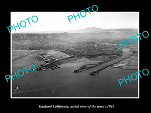 OLD LARGE HISTORIC PHOTO OAKLAND CALIFORNIA, AERIAL VIEW OF THE TOWN c1940 2