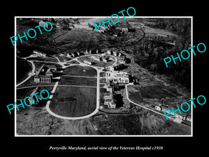 OLD LARGE HISTORIC PHOTO PERRYVILLE MARYLAND, AERIAL VIEW OF THE HOSPITAL c1930