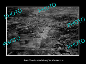 OLD LARGE HISTORIC PHOTO RENO NEVADA, AERIAL VIEW OF THE DISTRICT c1930