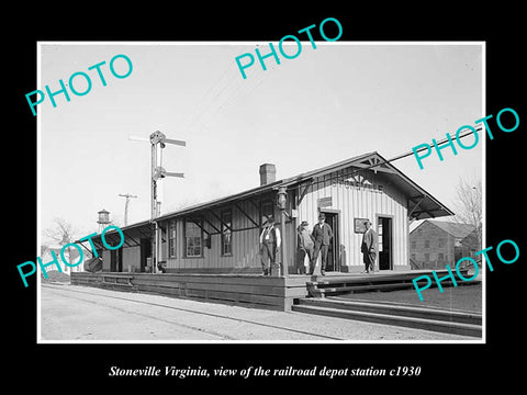 OLD LARGE HISTORIC PHOTO OF STONEVILLE VIRGINIA, RAILROAD DEPOT STATION c1930