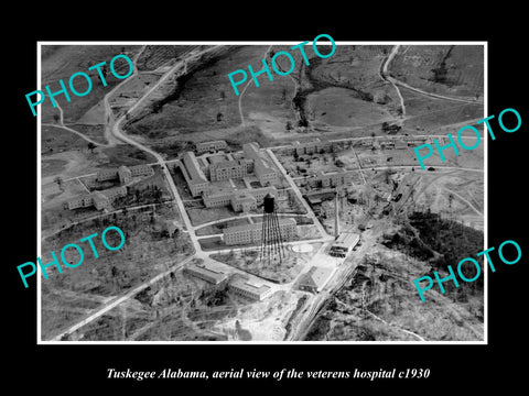 OLD LARGE HISTORIC PHOTO TUSKEGEE ALABAMA, AERIAL VIEW OF THE HOSPITAL c1930