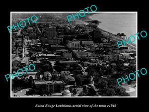 OLD LARGE HISTORIC PHOTO BATON ROUGE LOUISIANA, AERIAL VIEW OF THE TOWN c1940