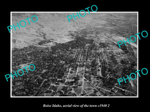 OLD LARGE HISTORIC PHOTO BIOSE IDAHO, AERIAL VIEW OF THE TOWN c1940 2