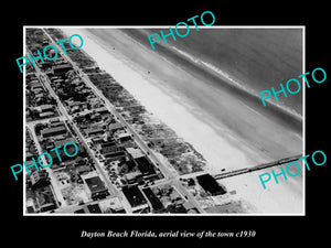 OLD LARGE HISTORIC PHOTO DAYTONA BEACH FLORIDA, AERIAL VIEW OF THE TOWN c1930