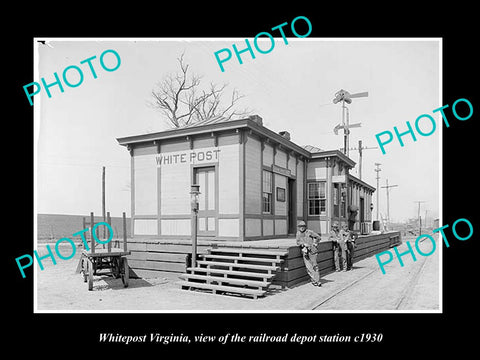 OLD LARGE HISTORIC PHOTO OF WHITEPOST VIRGINIA, RAILROAD DEPOT STATION c1930