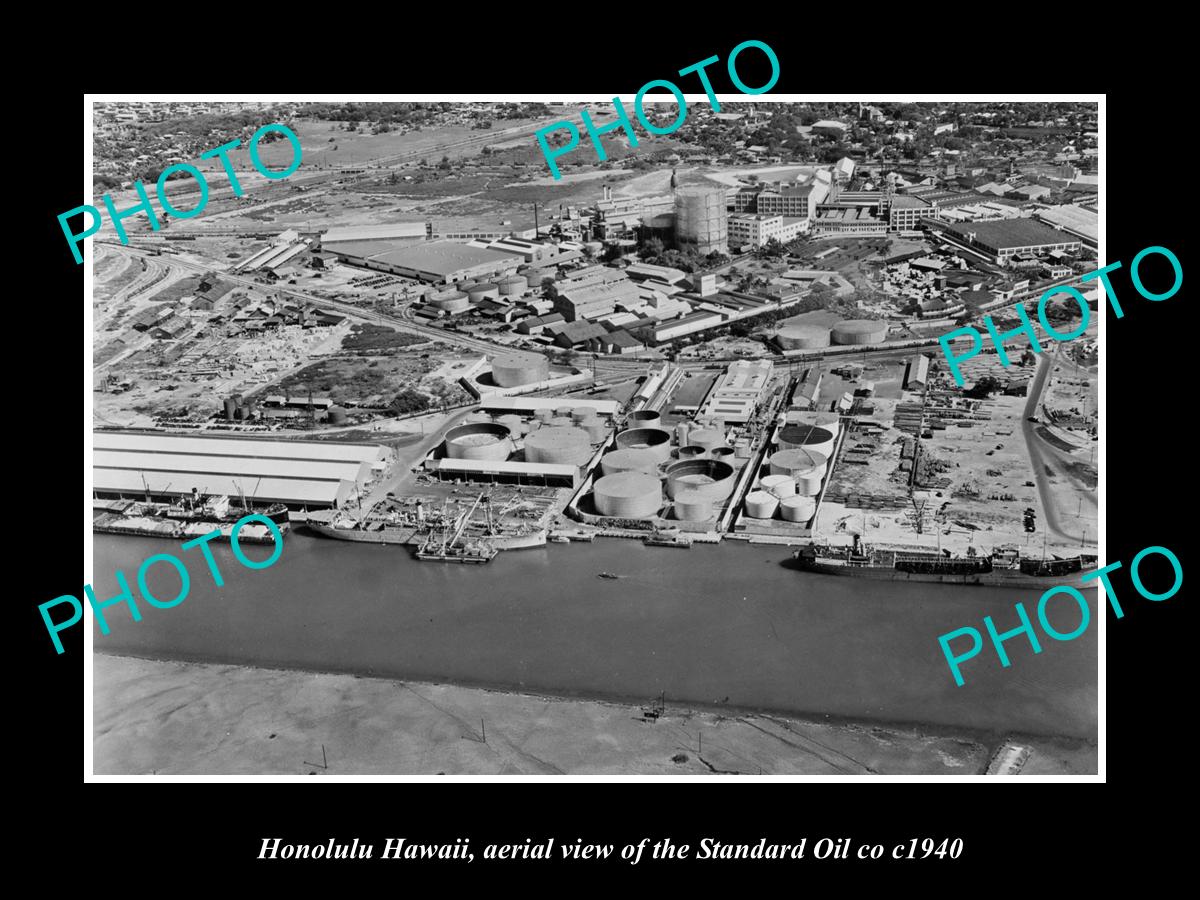 OLD LARGE HISTORIC PHOTO HONOLULU HAWAII, THE STAND OIL Co PLANT c1940