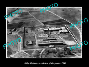 OLD LARGE HISTORIC PHOTO KILBY ALABAMA, AERIAL VIEW OF THE PRISON c1940