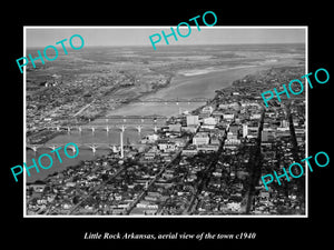 OLD LARGE HISTORIC PHOTO LITTLE ROCK ARKANSAS, AERIAL VIEW OF THE TOWN c1940 1