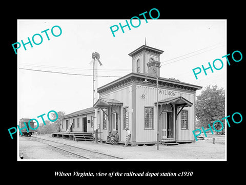 OLD LARGE HISTORIC PHOTO OF WILSON VIRGINIA, RAILROAD DEPOT STATION c1930