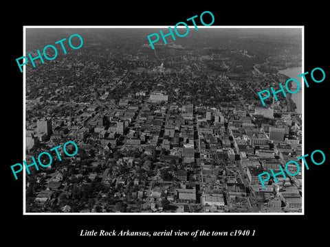 OLD LARGE HISTORIC PHOTO LITTLE ROCK ARKANSAS, AERIAL VIEW OF THE TOWN c1940 2