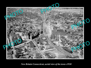 OLD LARGE HISTORIC PHOTO NEW BRITAIN CONNECTICUT, AERIAL VIEW OF THE TOWN c1930