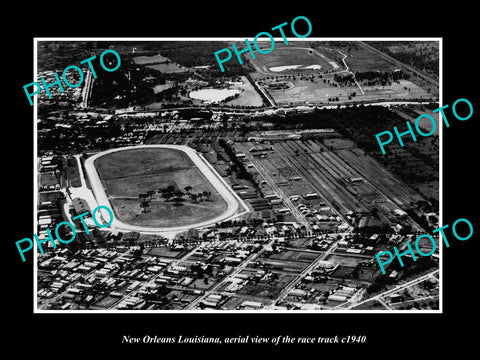 OLD LARGE HISTORIC PHOTO NEW ORLEANS LOUISIANA, AERIAL VIEW OF RACE TRACK c1940