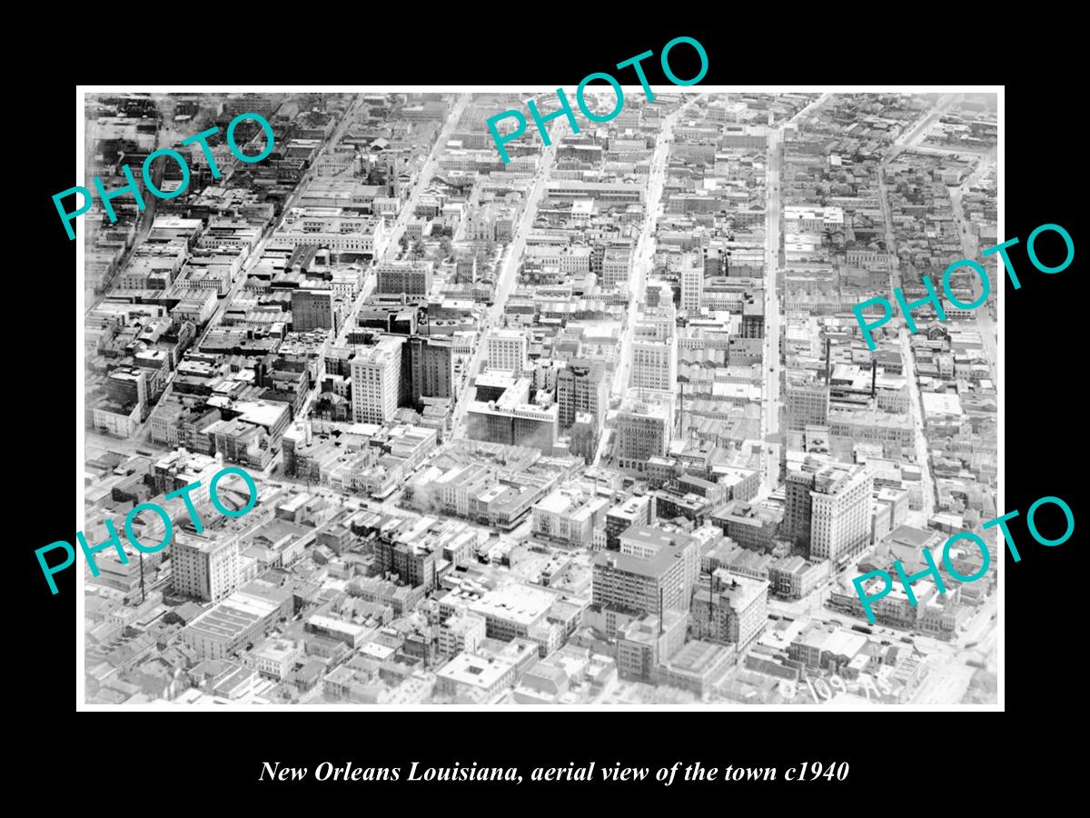 OLD LARGE HISTORIC PHOTO NEW ORLEANS LOUISIANA, AERIAL VIEW OF THE TOWN c1940 1