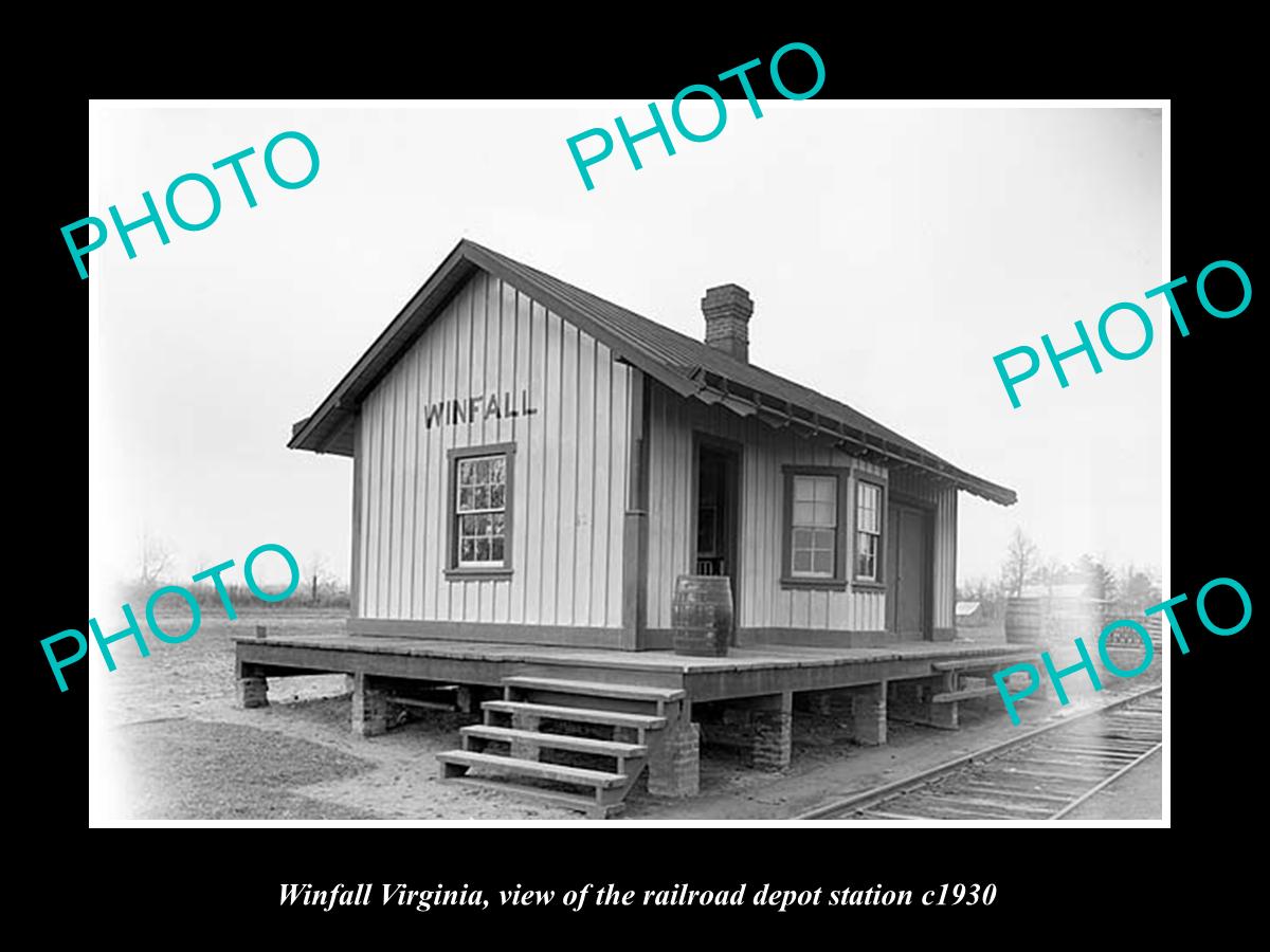 OLD LARGE HISTORIC PHOTO OF WINFALL VIRGINIA, RAILROAD DEPOT STATION c1930