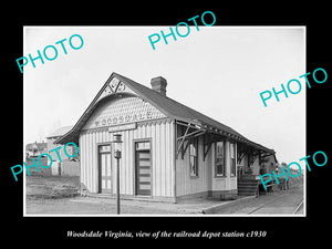 OLD LARGE HISTORIC PHOTO OF WOODSDALE VIRGINIA, RAILROAD DEPOT STATION c1930