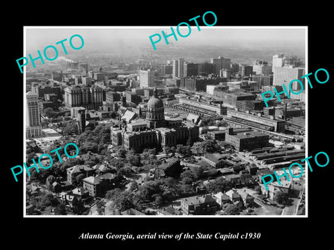 OLD LARGE HISTORIC PHOTO ATLANTA GEORGIA, AERIAL VIEW OF THE STATE CAPITOL c1940