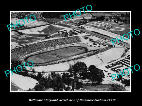 OLD LARGE HISTORIC PHOTO BALTIMORE MARYLAND, AERIAL VIEW BALTIMORE STADIUM c1930