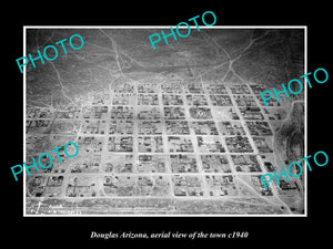 OLD LARGE HISTORIC PHOTO DOUGLAS ARIZONA, AERIAL VIEW OF THE TOWN c1940