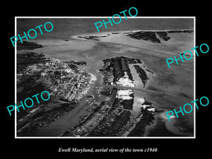 OLD LARGE HISTORIC PHOTO EWELL MARYLAND, AERIAL VIEW OF THE TOWN c1940