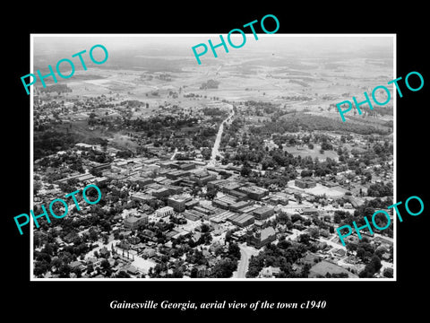OLD LARGE HISTORIC PHOTO GAINESVILLE GEORGIA, AERIAL VIEW OF THE TOWN c1940