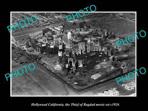 OLD LARGE HISTORIC PHOTO HOLLYWOOD CALIFORNIA, AERIAL VIEW OF MOVIE SET c1926