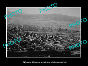 OLD LARGE HISTORIC PHOTO MISSOULA MONTANA, AERIAL VIEW OF THE TOWN c1940