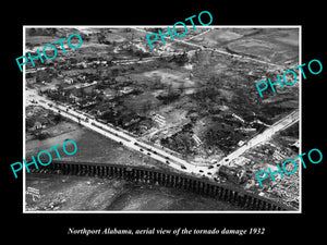 OLD LARGE HISTORIC PHOTO NORTHPORT ALABAMA, AERIAL VIEW TORNADO DAMAGE c1932