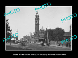 OLD LARGE HISTORIC PHOTO OF BOSTON MASSACHUSETTS, BACK BAY RAILROAD DEPOT c1900