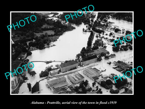 OLD LARGE HISTORIC PHOTO PRATTVILLE ALABAMA, AERIAL VIEW OF TOWN IN FLOOD c1939