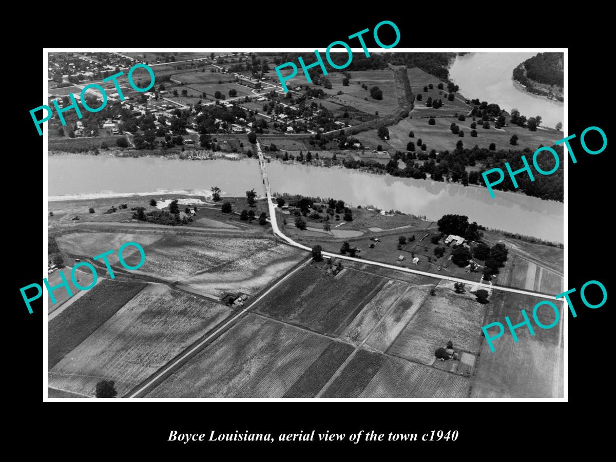 OLD LARGE HISTORIC PHOTO BOYCE LOUISIANA, AERIAL VIEW OF THE TOWN c1940