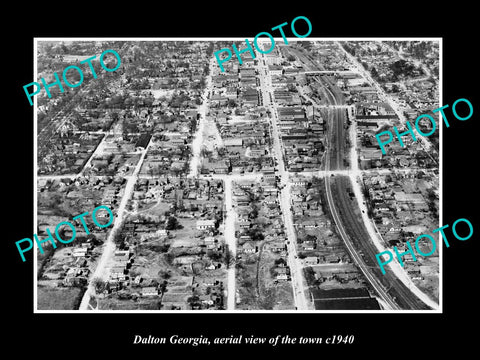 OLD LARGE HISTORIC PHOTO DALTON GEORGIA, AERIAL VIEW OF THE TOWN c1940