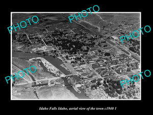 OLD LARGE HISTORIC PHOTO IDAHO FALLS IDAHO, AERIAL VIEW OF THE TOWN c1940 1