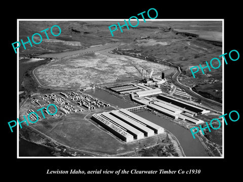 OLD LARGE HISTORIC PHOTO LEWISTON IDAHO, AERIAL VIEW OF TIMBER Co c1930