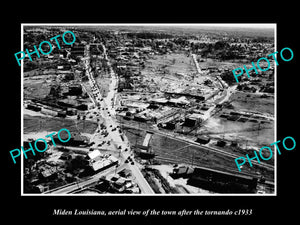 OLD LARGE HISTORIC PHOTO MIDEN LOUISIANA, AERIAL VIEW OF THE TOWN STORM c1933