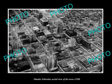 OLD LARGE HISTORIC PHOTO OMAHA NEBRASKA, AERIAL VIEW OF THE TOWN c1940 2