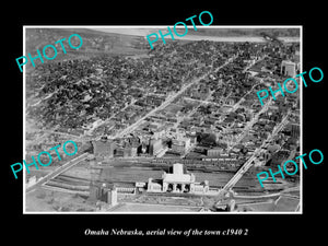 OLD LARGE HISTORIC PHOTO OMAHA NEBRASKA, AERIAL VIEW OF THE TOWN c1940 4