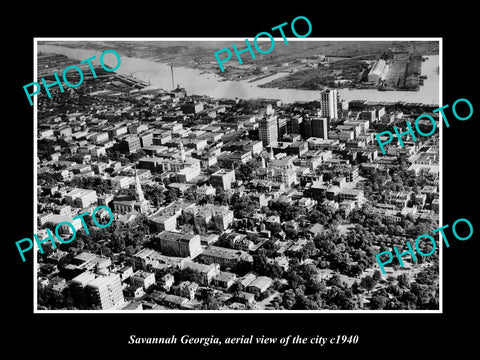 OLD LARGE HISTORIC PHOTO SAVANNAH GEORGIA, AERIAL VIEW OF THE CITY c1940 1
