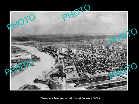 OLD LARGE HISTORIC PHOTO SAVANNAH GEORGIA, AERIAL VIEW OF THE CITY c1940 2