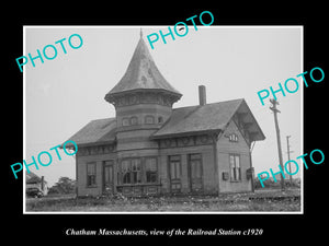 OLD LARGE HISTORIC PHOTO OF CHATHAM MASSACHUSETTS, THE RAILROAD DEPOT 1920