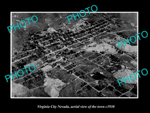 OLD LARGE HISTORIC PHOTO VIRGINIA CITY NEVADA, AERIAL VIEW OF THE TOWN c1930