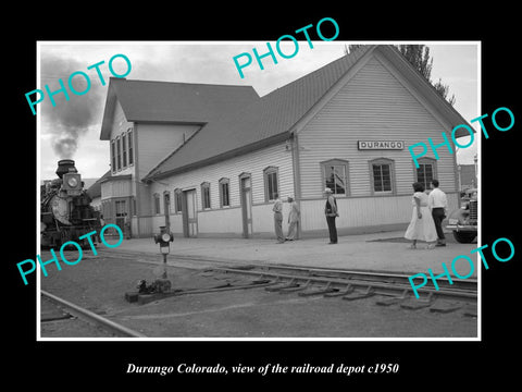 OLD LARGE HISTORIC PHOTO OF DURANGO COLORADO, RAILROAD DEPOT STATION c1950 1