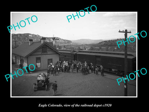 OLD LARGE HISTORIC PHOTO OF EAGLE COLORADO, THE RAILROAD DEPOT STATION c1920