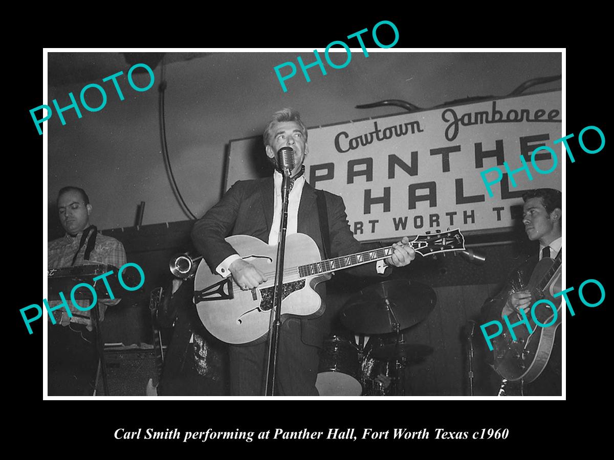 OLD HISTORIC PHOTO FORT WORTH TEXAS, CARL SMITH SINGING AT PANTHER HALL c1960