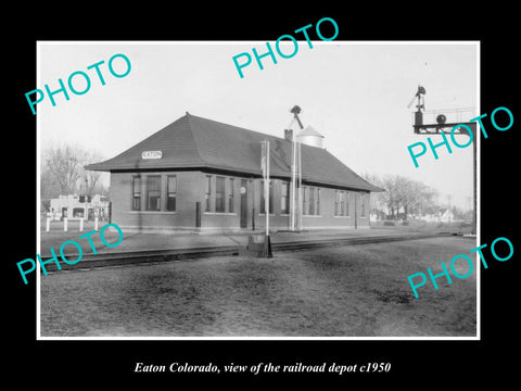 OLD LARGE HISTORIC PHOTO OF EATON COLORADO, THE RAILROAD DEPOT STATION c1950