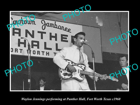 OLD HISTORIC PHOTO FORT WORTH TEXAS, WAYLON JENNINGS SINGING PANTHER HALL c1960