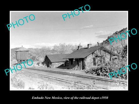 OLD LARGE HISTORIC PHOTO OF EMBUDO NEW MEXICO, RAILROAD DEPOT STATION c1950