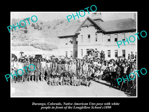 OLD LARGE HISTORIC PHOTO DURANGO COLORADO, UTE INDIANS AT SCHOOL c1890