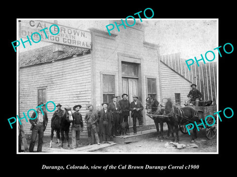 OLD LARGE HISTORIC PHOTO DURANGO COLORADO, THE CAL BROWN DURANGO CORRAL c1900