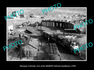 OLD LARGE HISTORIC PHOTO DURANGO COLORADO, THE D&RGW RAILROAD ROUNDHOUSE c1950 2