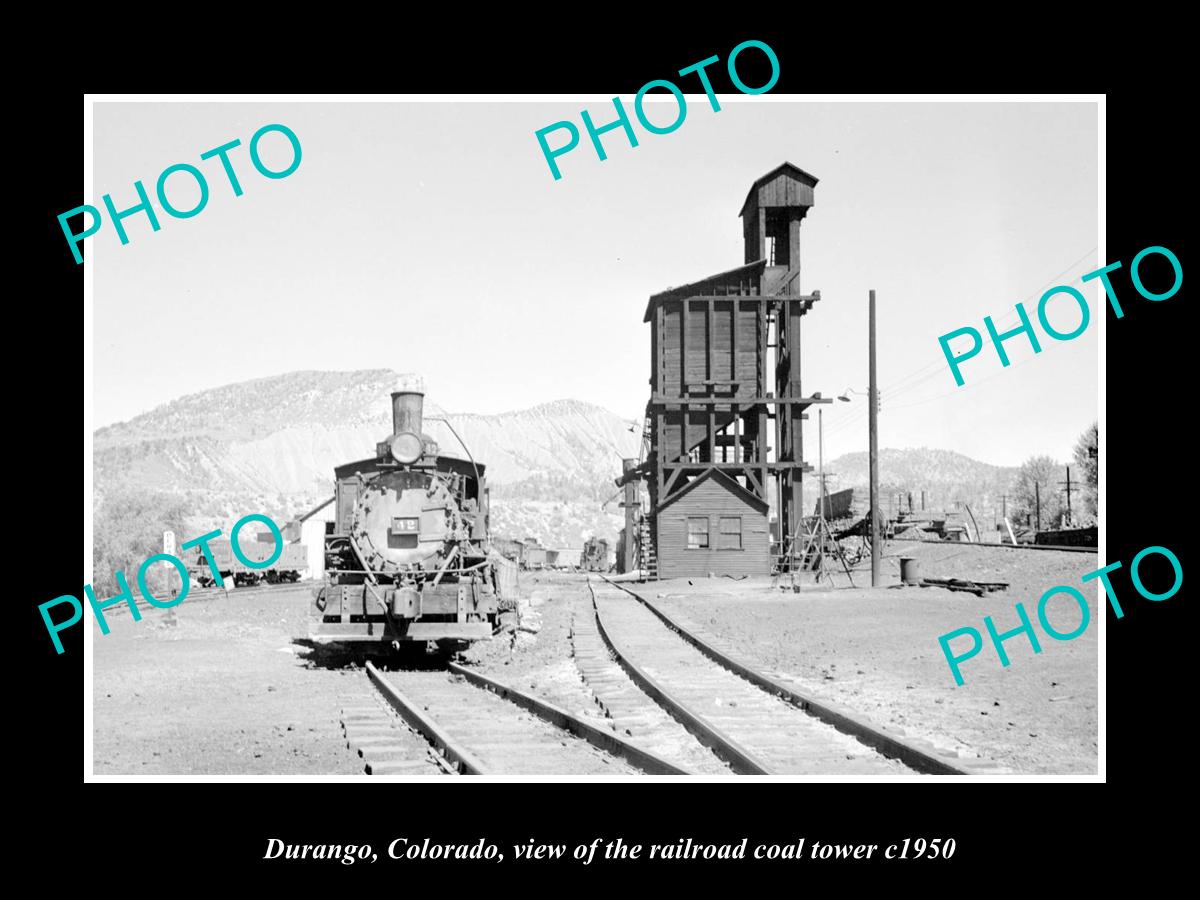 OLD LARGE HISTORIC PHOTO DURANGO COLORADO, THE RAILROAD COAL TOWER c1950